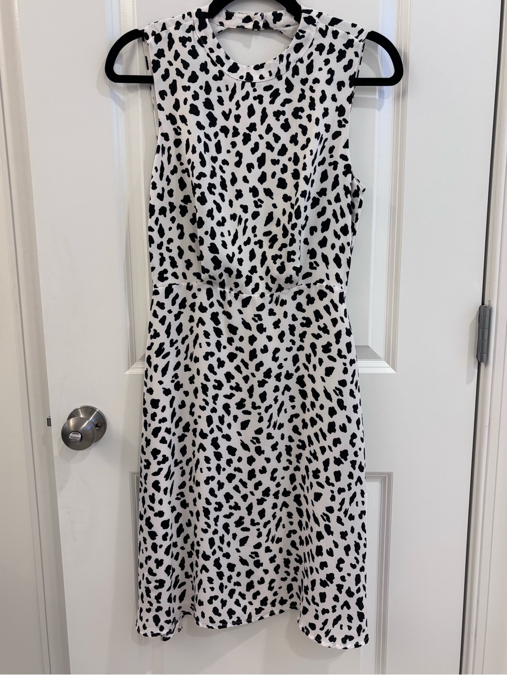 june & hudson Black and White Cow Print Backless Dress